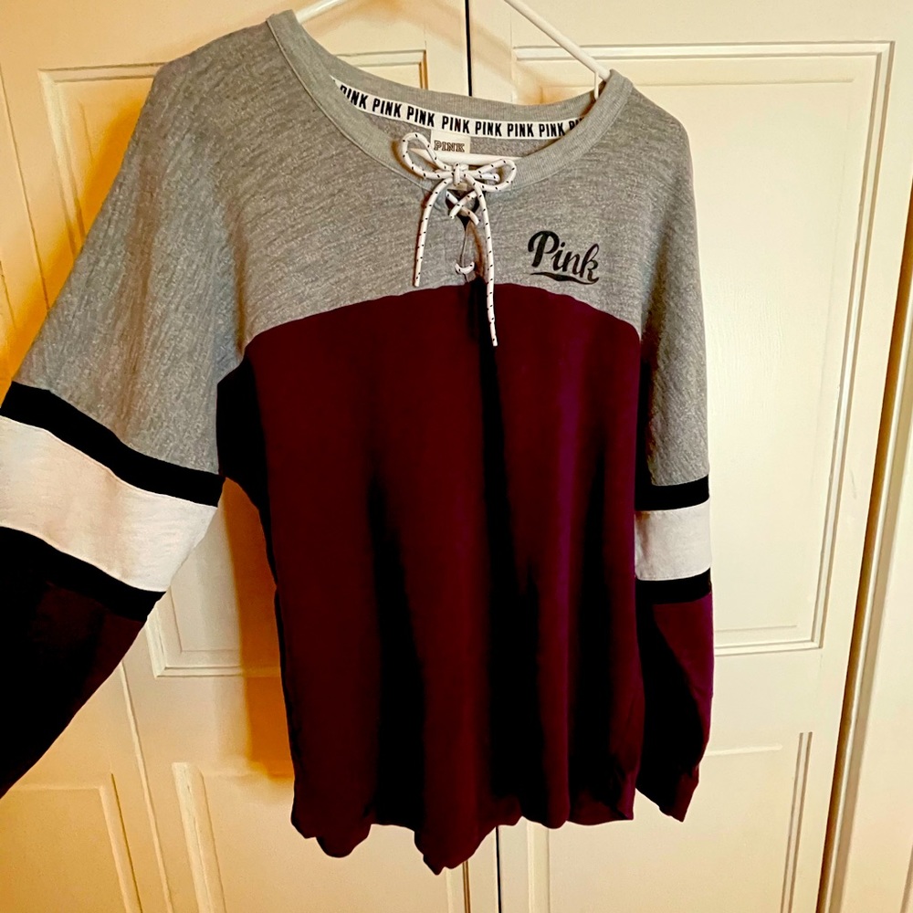 Victoria’s Secret PINK Oversized Varsity Crew Tunic Sweatshirt size Large